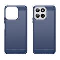 Honor 200 Smart/X7c 4G/5G Børstet TPU Cover - Karbonfiber - Blå
