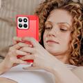 Honor 200 Smart/X7c 4G/5G Børstet TPU Cover - Karbonfiber - Rød