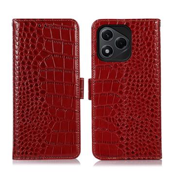 Honor 400 Lite Crocodile Series Læderpung med RFID - Rød