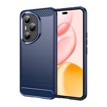 Honor 400 Pro Børstet TPU Cover - Karbonfiber - blå