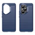 Honor 400 Pro Børstet TPU Cover - Karbonfiber - blå