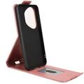 Honor 400 Pro lodret flip-etui med stativ - rosaguld