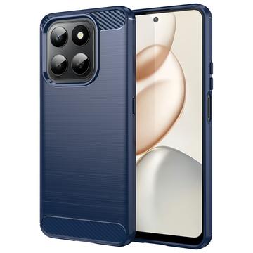 Honor 400 Smart/X7d 4G Børstet TPU Cover - Karbonfiber - blå