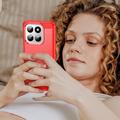 Honor 400 Smart/X7d 4G Børstet TPU Cover - Karbonfiber - rød