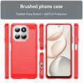 Honor 400 Smart/X7d 4G Børstet TPU Cover - Karbonfiber - rød