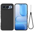 Honor 500 Flydende silikone cover med håndrem - sort