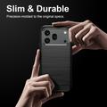 Honor 600/600 Pro Børstet TPU Cover - Karbonfiber - Sort