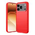Honor 600/600 Pro Børstet TPU Cover - Karbonfiber - rød