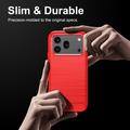 Honor 600/600 Pro Børstet TPU Cover - Karbonfiber - rød