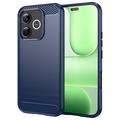 Honor 600 Lite Børstet TPU Cover - Karbonfiber - blå