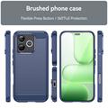 Honor 600 Lite Børstet TPU Cover - Karbonfiber - blå