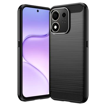 Honor 600 Smart Børstet TPU Cover - Karbonfiber - Sort