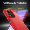 Honor 600 Smart Børstet TPU Cover - Karbonfiber - rød