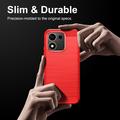 Honor 600 Smart Børstet TPU Cover - Karbonfiber - rød