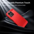 Honor 600 Smart Børstet TPU Cover - Karbonfiber - rød