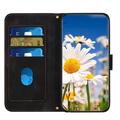 Honor 600 Smart Blomstret pung etui med kortholdere - Sort
