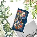 Honor 600 Smart Blomstret pung etui med plads til kort - mørkeblå