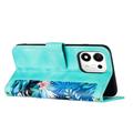 Honor 600 Smart Blomstret pung etui med kortholdere - grøn