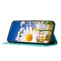 Honor 600 Smart Blomstret pung etui med kortholdere - grøn