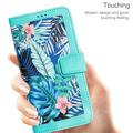 Honor 600 Smart Blomstret pung etui med kortholdere - grøn