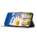 Honor 600 Smart Blomstret pung etui med kortholdere - lyslilla
