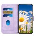 Honor 600 Smart Blomstret pung etui med kortholdere - lyslilla