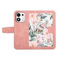 Honor 600 Smart Blomstret pung etui med kortholdere - pink