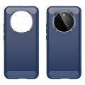 Honor Magic7 Børstet TPU Cover - Karbonfiber - Blå