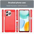 Honor X5c/X5c Plus Børstet TPU Cover - Karbonfiber - rød