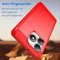 Honor X5c/X5c Plus Børstet TPU Cover - Karbonfiber - rød