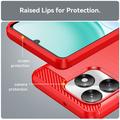 Honor X5c/X5c Plus Børstet TPU Cover - Karbonfiber - rød