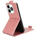 Honor X5c Plus lodret flip-etui med stativ - rosaguld