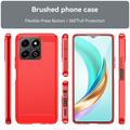Honor X6b Børstet TPU Cover - Karbonfiber - Rød