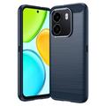 Honor X6e Børstet TPU Cover - Karbonfiber - blå