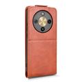 Honor X70/X9d/Magic8 Lite lodret flip-etui med stativ - Brun