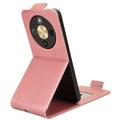 Honor X70/X9d/Magic8 Lite lodret flip-etui med stativ - rosaguld
