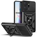 Honor X7a Roterende Ring Hybrid Cover med Kameraskjold - Sort