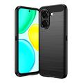 Honor X7e Børstet TPU Cover - Karbonfiber - Sort