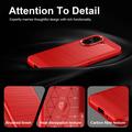Honor X7e Børstet TPU Cover - Karbonfiber - rød