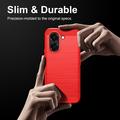 Honor X7e Børstet TPU Cover - Karbonfiber - rød
