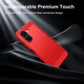Honor X7e Børstet TPU Cover - Karbonfiber - rød