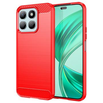 Honor X8b Børstet TPU Cover - Karbonfiber - Rød