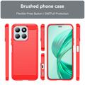 Honor X8b Børstet TPU Cover - Karbonfiber - Rød