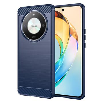 Honor X9b Børstet TPU Cover - Karbonfiber - Blå