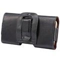 iPhone 5 / 5S / SE horisontalt lædertaske med bælteklips - Sort