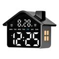 Multifunktionelt digitalt LED-vækkeur i form af et hus – sort