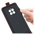 Huawei Mate 50 Vertikal Flip Taske med Kortholder - Brun