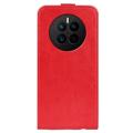 Huawei Mate 50 Vertikal Flip Taske med Kortholder - Rød