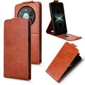 Huawei Mate 80 Pro Max lodret flip-etui med stativ - Brun