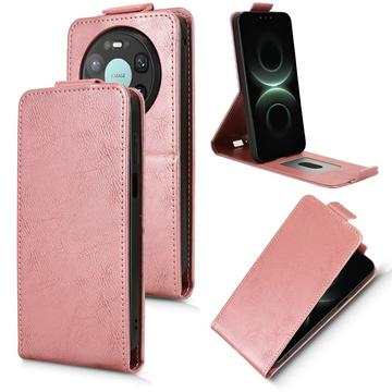 Huawei Mate 80 Pro Max lodret flip-etui med stativ - rosaguld